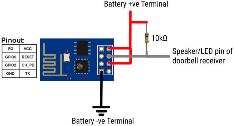 ESP8266 based Smart wi-fi Doorbell Circuit Diagram