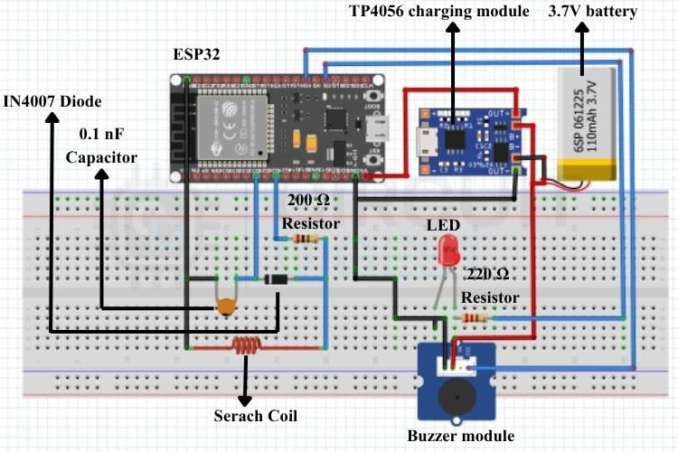 ESP32 Metal Detector Wiring Diagram