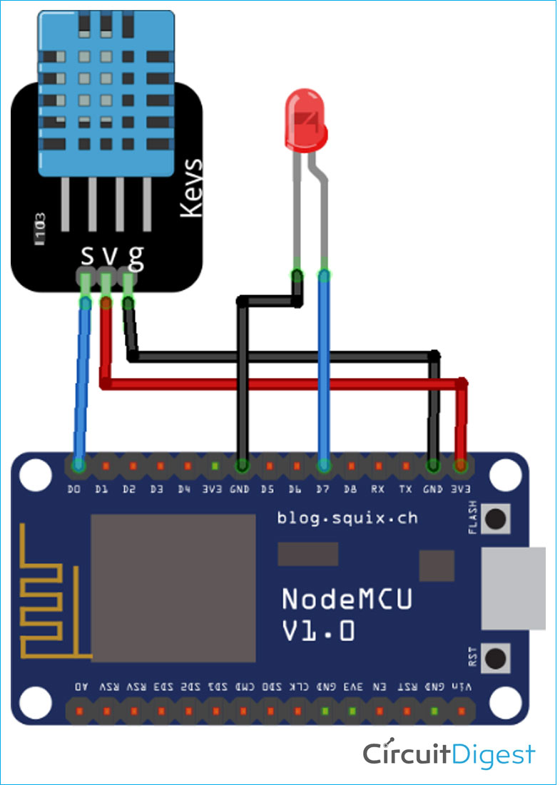 ESP8266 DHT11 Circuit Diagram