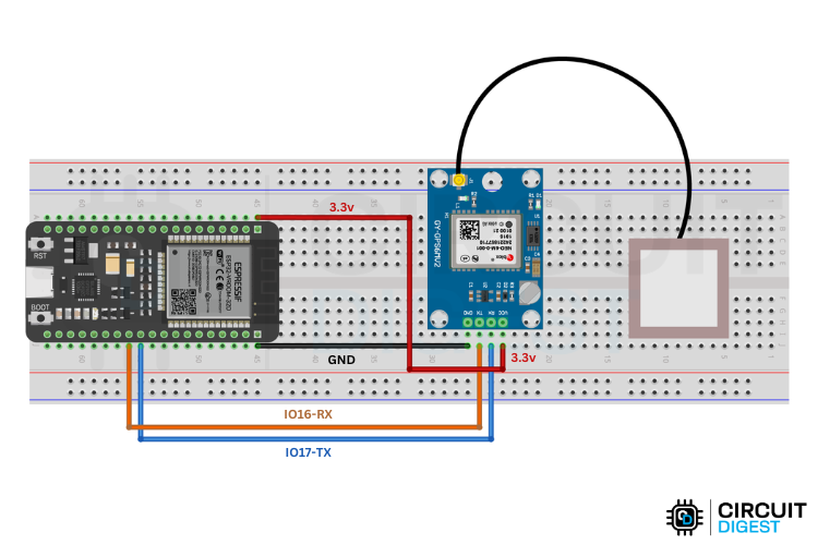 GPS Tracker Circuit Diagram using ESP32 GPS Tracker Circuit Diagram using ESP32
