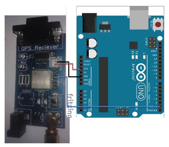 GPS Interfacing with Arduino Fritzing Diagram