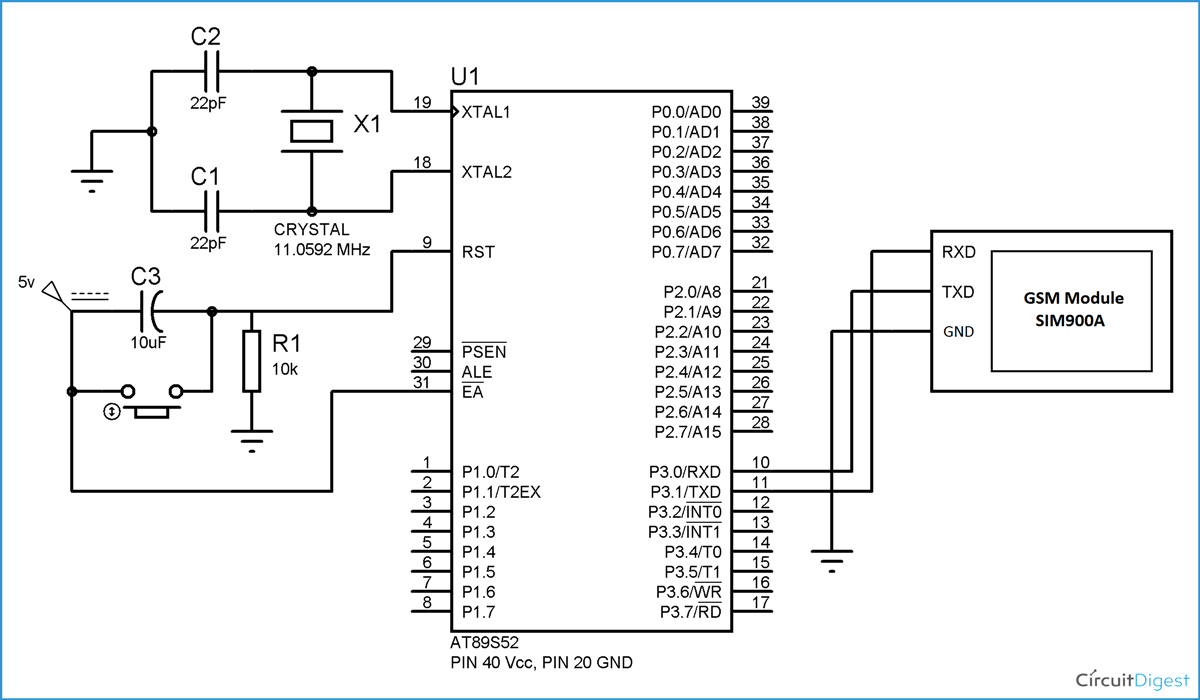 At89c52 Microcontroller Pin Diagram