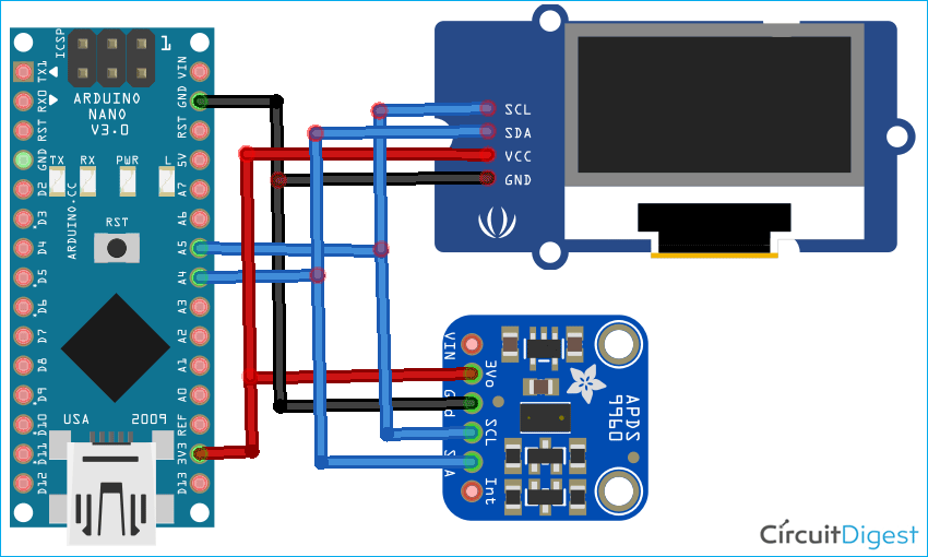 Gesture Controlled Contactless Elevator Circuit Diagram