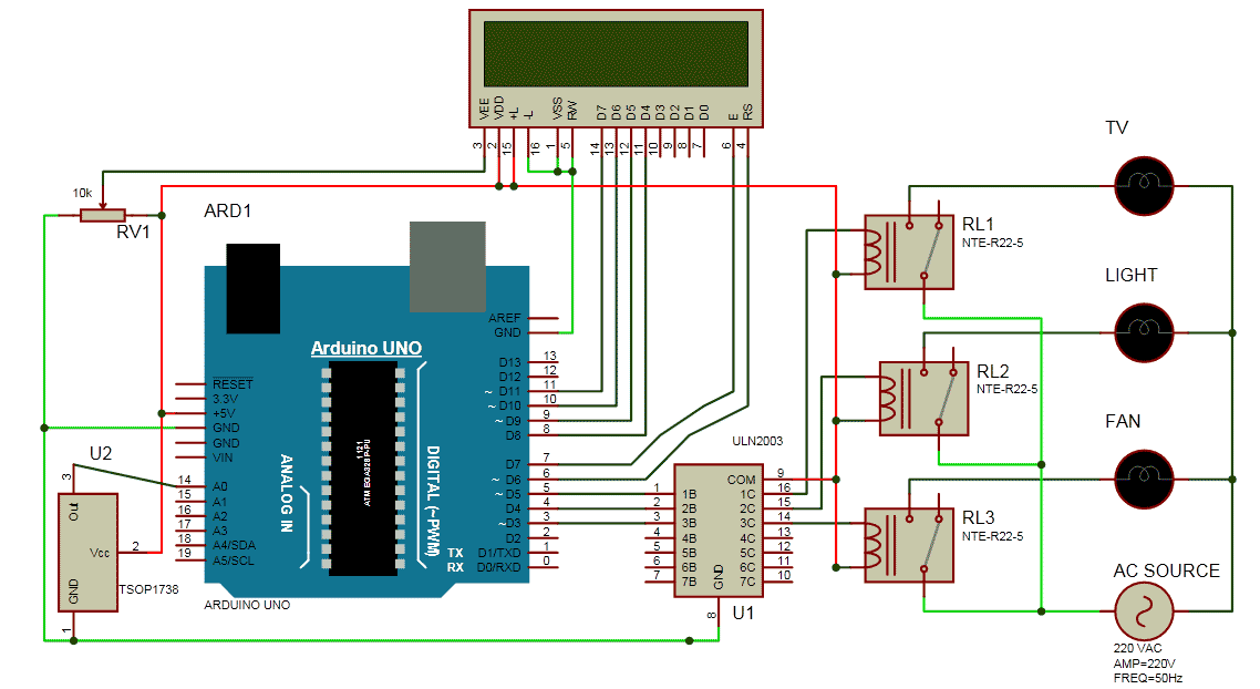 IR Remote Controlled Home Automation Circuit Diagram