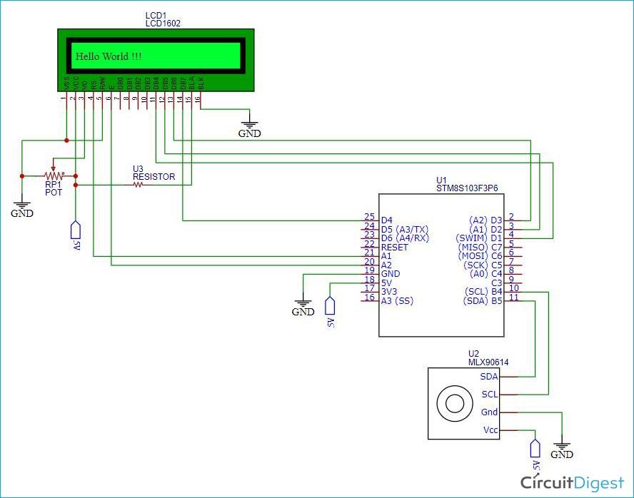 Interface MLX90614 and LCD with STM8S