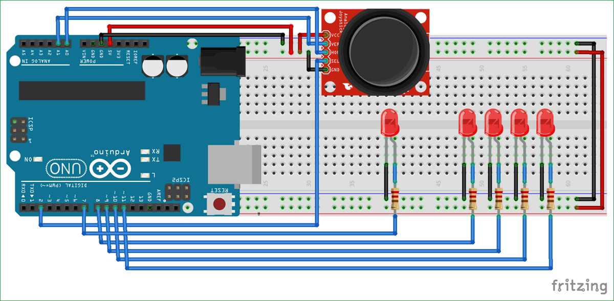 Interfacing Circuit diagram of Joystick with Arduino