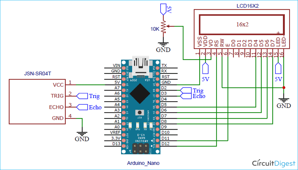 Interfacing JSN SR-04T with Arduino 