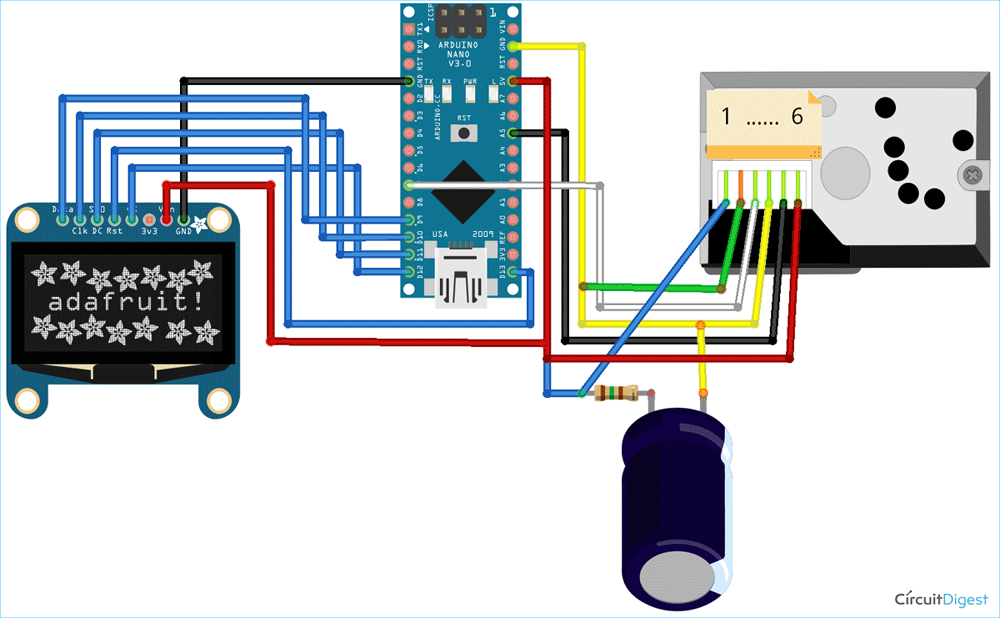 Interfacing Sharp GP2Y1014AU0F Sensor with Arduino 