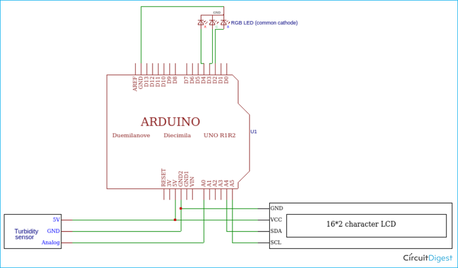 Arduino Turbidity Sensor Circuit Connections