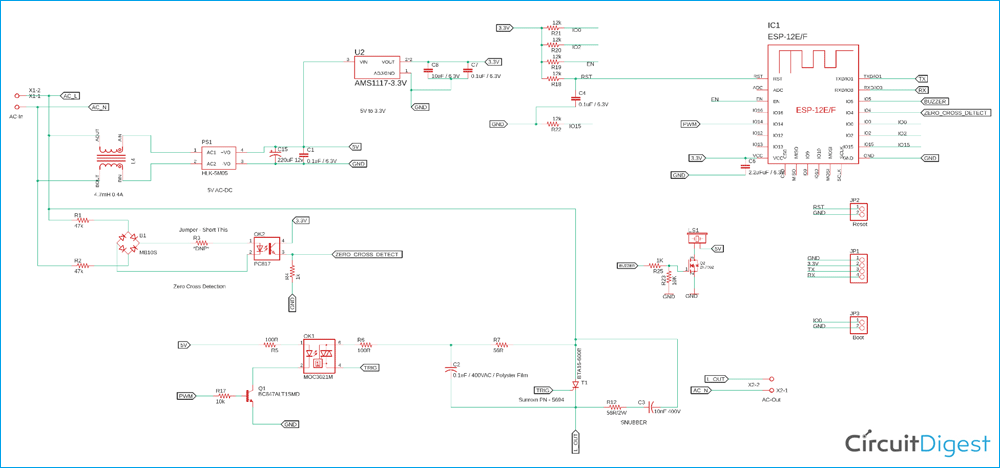 IoT Based Fan Speed Controller Circuit Diagram