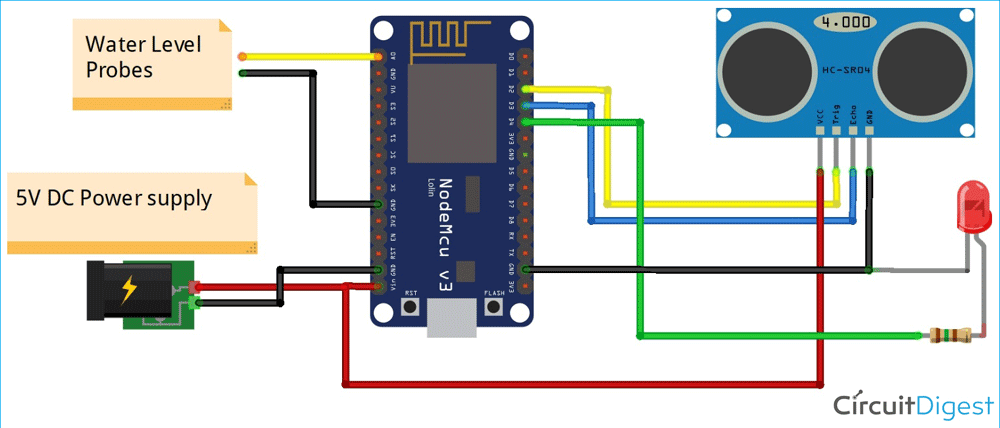 IoT Sewage Monitoring System Circuit Diagram