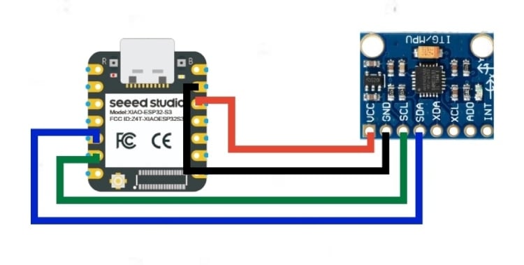 KinoVision Wristband - XIAO ESP32-S3 to MPU6050 Connection KinoVision Wristband - XIAO ESP32-S3 to MPU6050 Connection