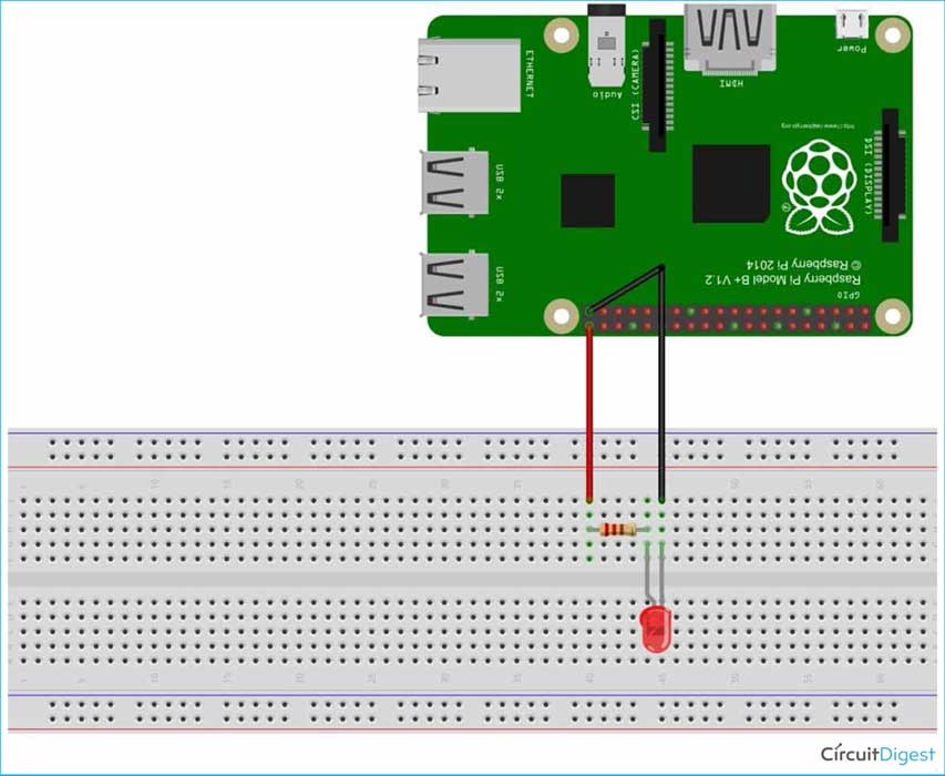 LED Control Using Raspberry Pi Circuit Diagram