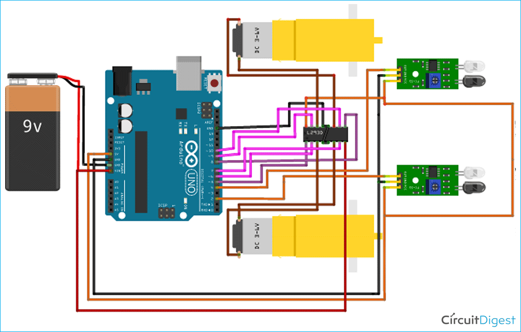 Arduino Line Follower Robot Circuit Diagram