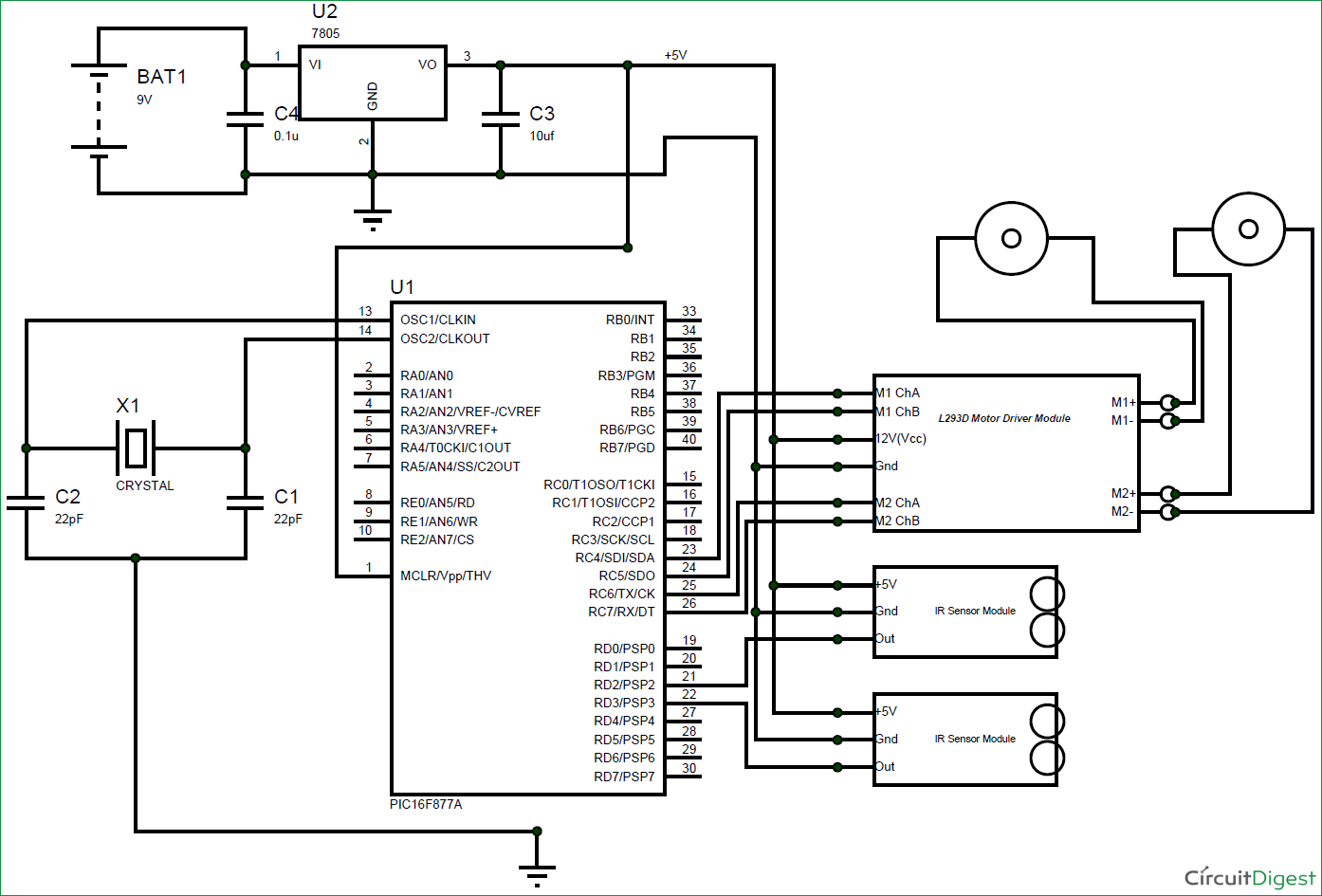 line follower robot fritzing circuit using l298n