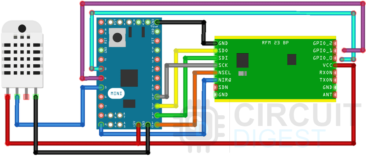 SX1276 LoRa Module with Arduino Circuit Diagram