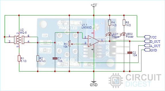 MQ5 Gas Sensor Circuit Diagram