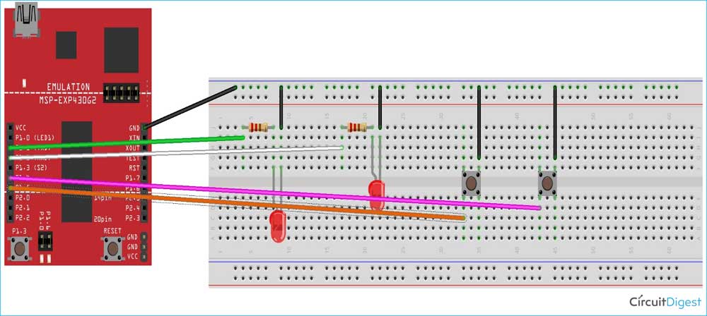 MSP430 GPIO Interrupt Circuit