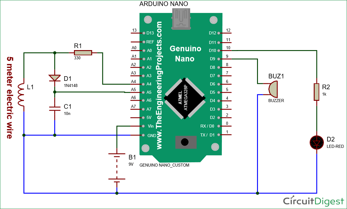 Arduino Metal Detector Circuit Diagram