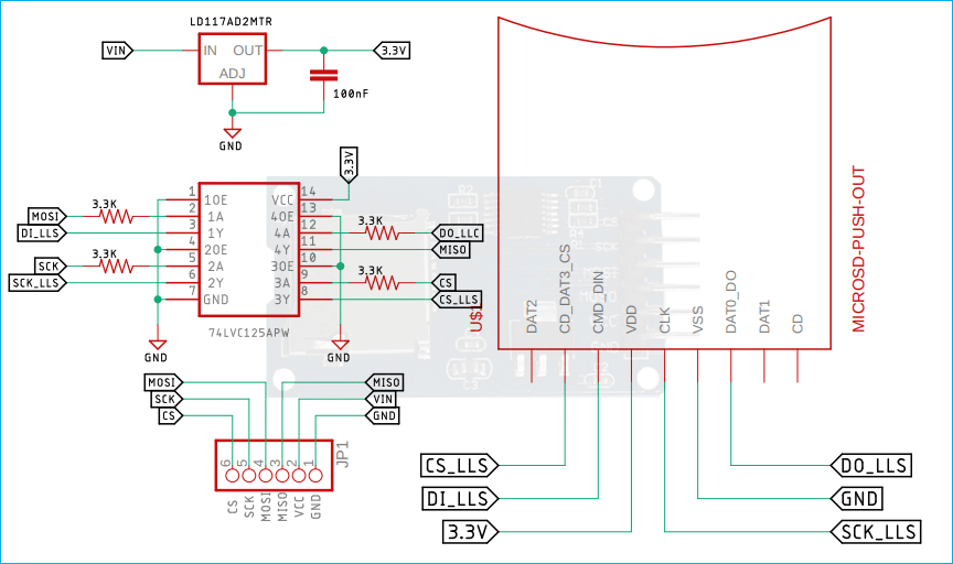 Micro SD Card Module Internal Circuit