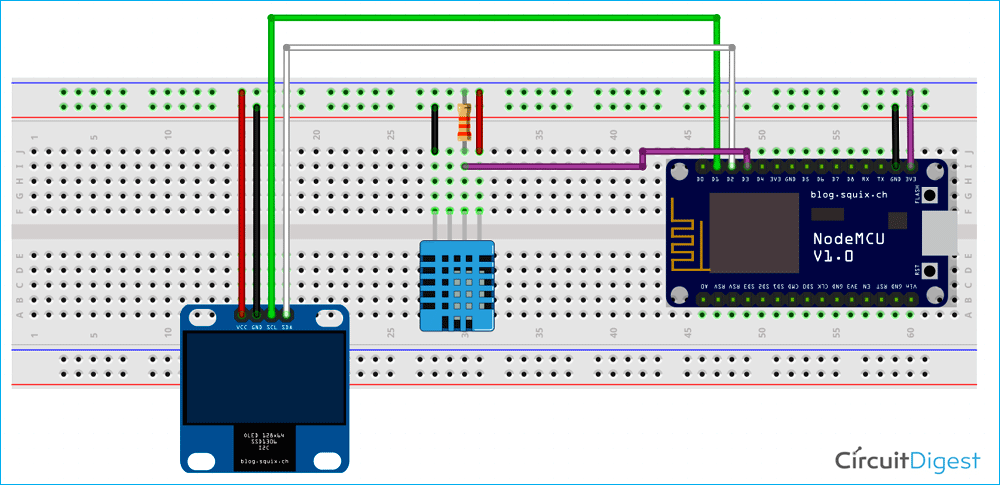 NodeMCU With LED Interfacing Schematic
