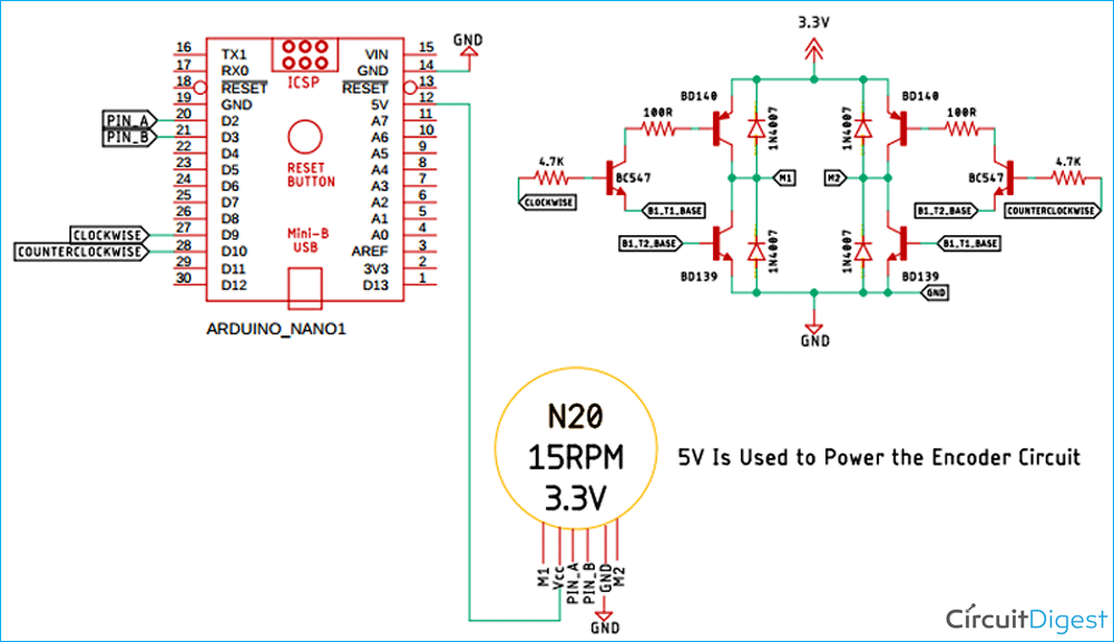 PID Enabled Encoder Motor Controller Circuit Diagram
