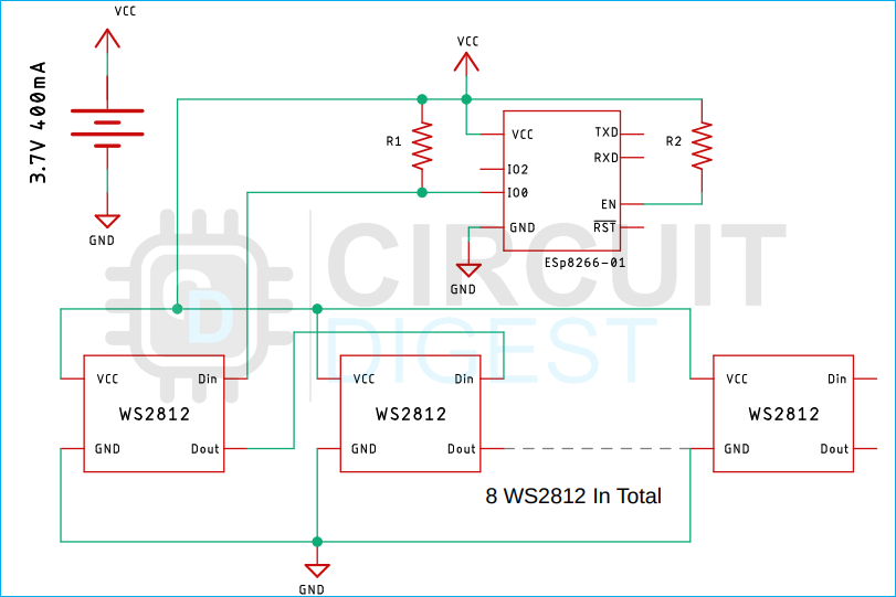 POV Display using ESP8266 Circuit Diagram