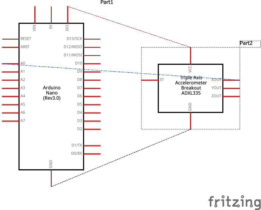 Ping Ball Game using Arduino and Accelerometer circuit-diagram