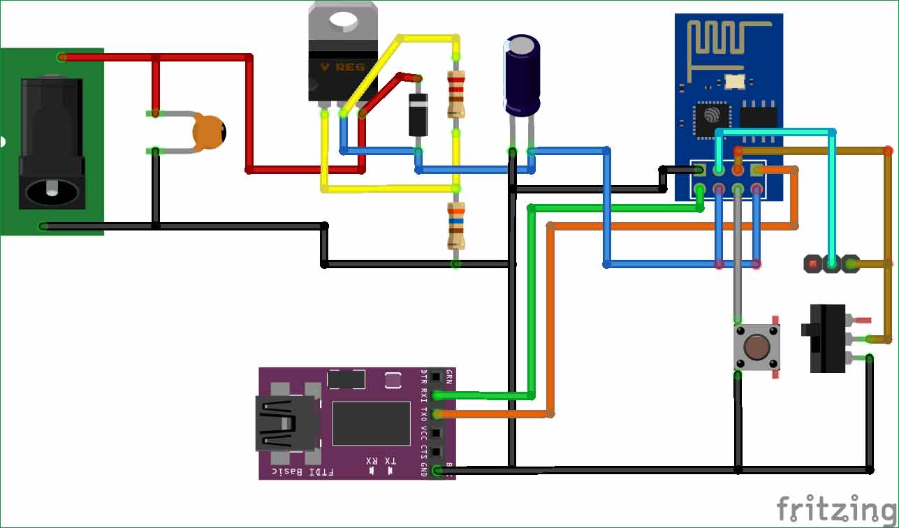 Programming ESP8266 using FTDI Module Circuit Diagram