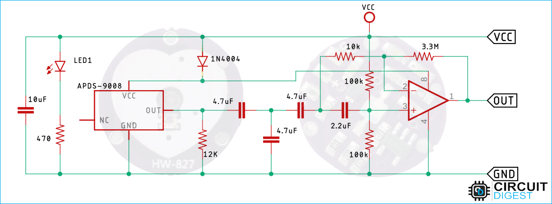 Pulse Sensor Circuit Diagram
