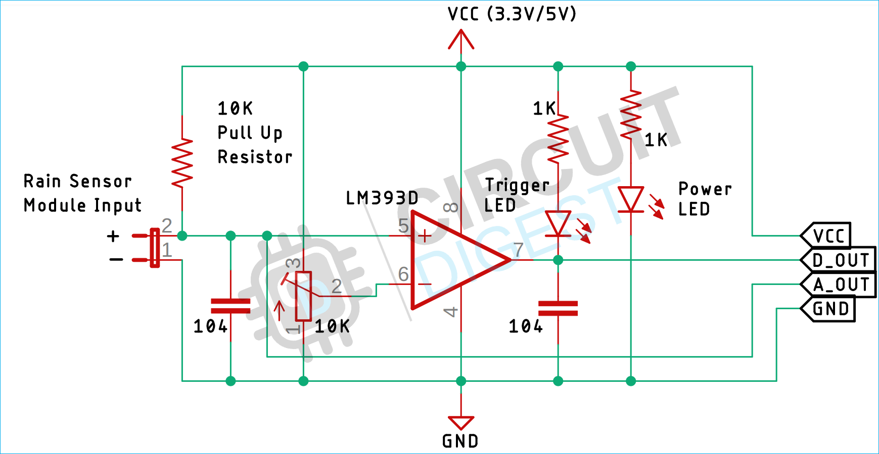 Rain Detection Sensor Module Circuit Diagram