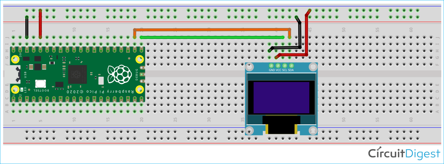 Raspberry Pi Pico OLED Display Module Circuit Diagram Connections