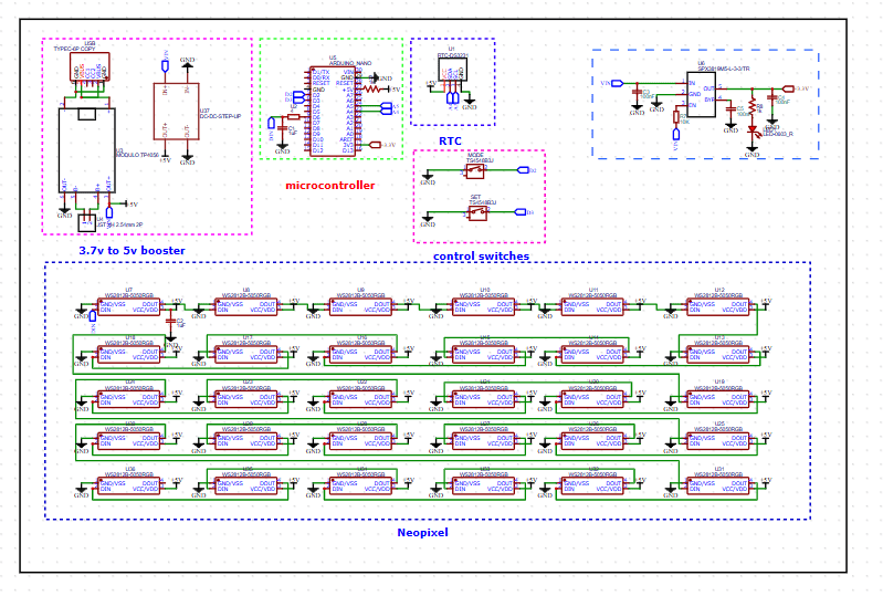 Schematics of Arduino Round Segment NeoPixel Clock