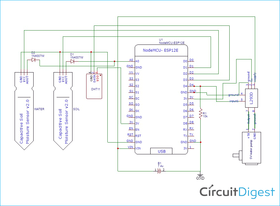 Self Watering Smart Pot Circuit Diagram
