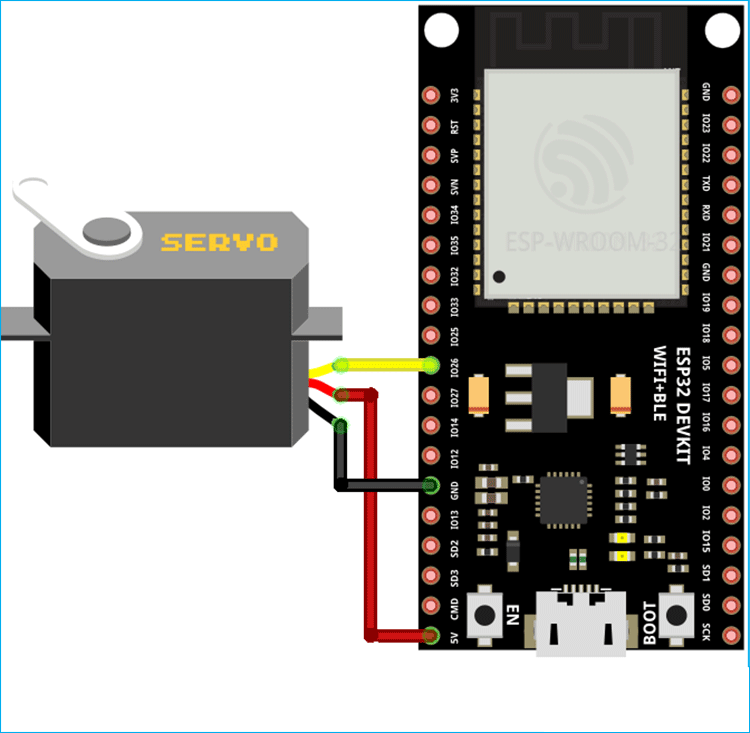 Servo Motor and ESP32 Circuit Diagram