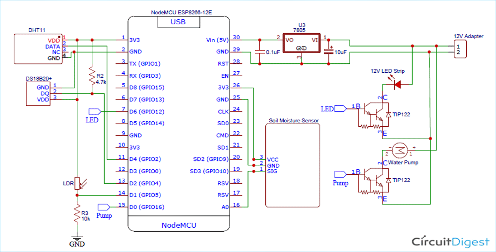 Smart Agriculture Monitoring System Circuit Diagram