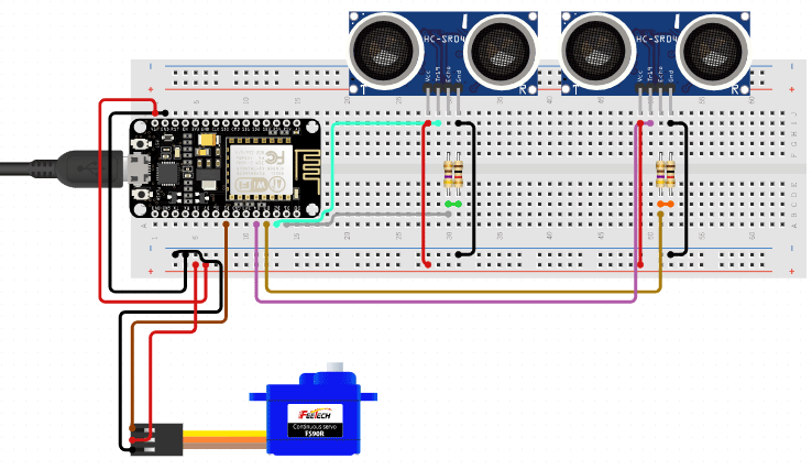 Smart Dustbin using NodeMCU and Ultrasonic sensor Circuit Diagram