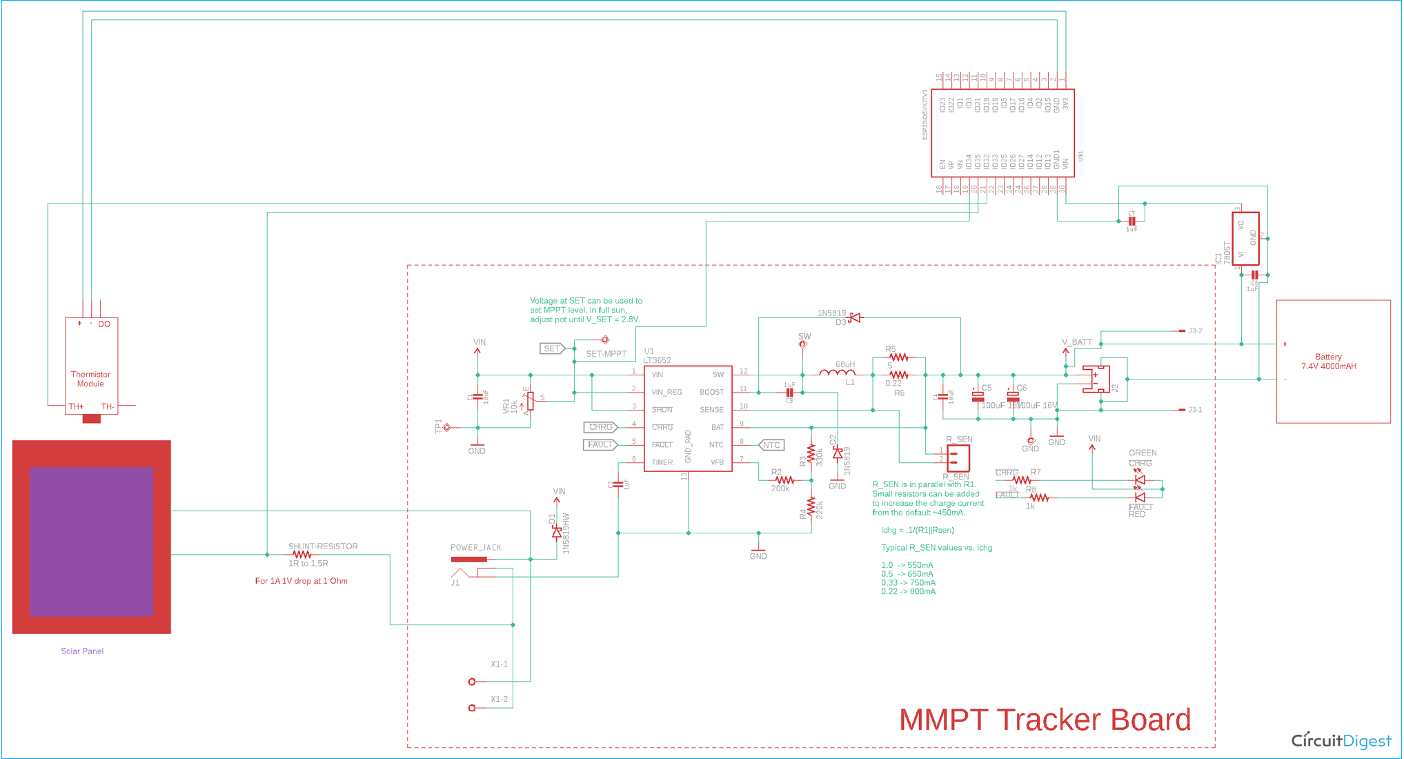 IoT based Solar Power Monitoring Circuit Diagram