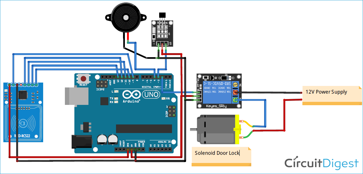 Solenoid Door Lock Arduino Circuit Diagram
