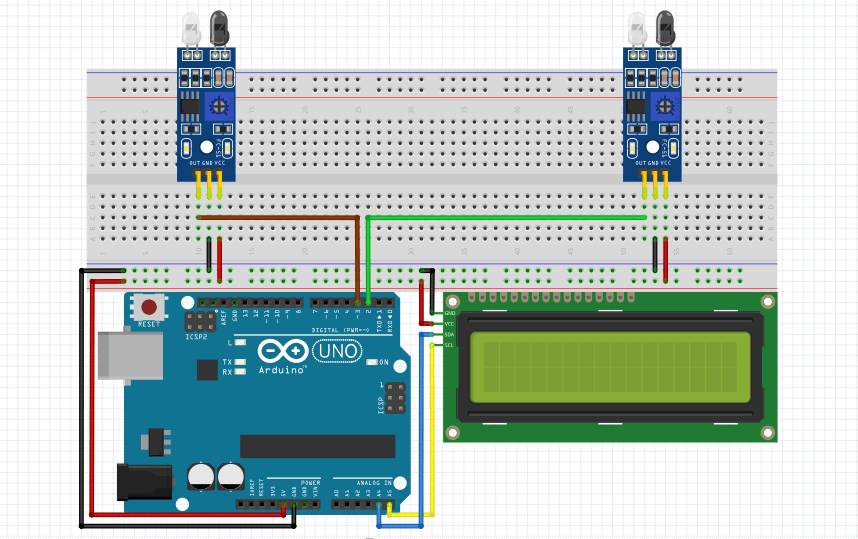 Circuit Diagram of Speed Sensor using Arduino