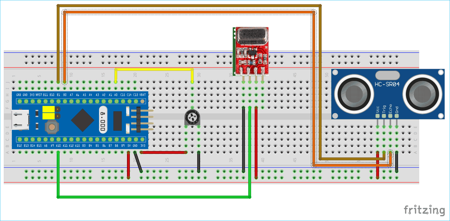 Transmitter Side Circuit Diagram for Interfacing 433Mhz RF Module with STM32F103C8