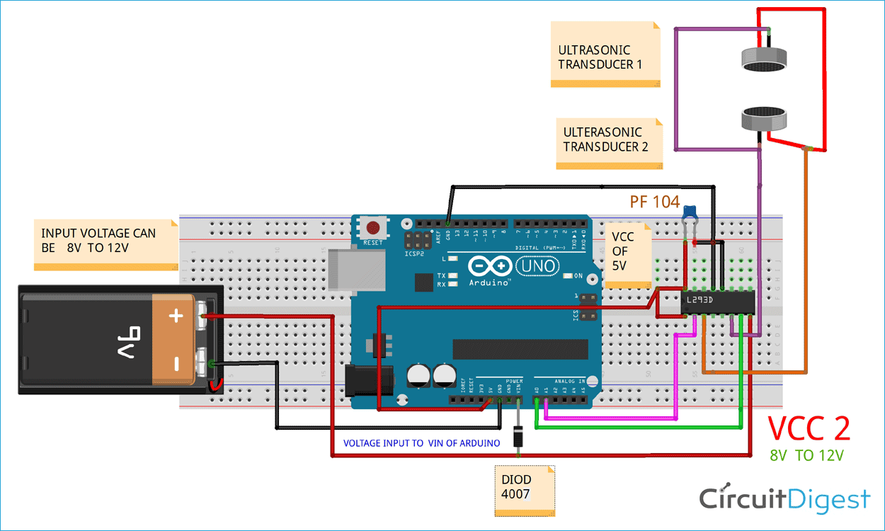 Arduino Ultrasonic Levitation Circuit Diagram