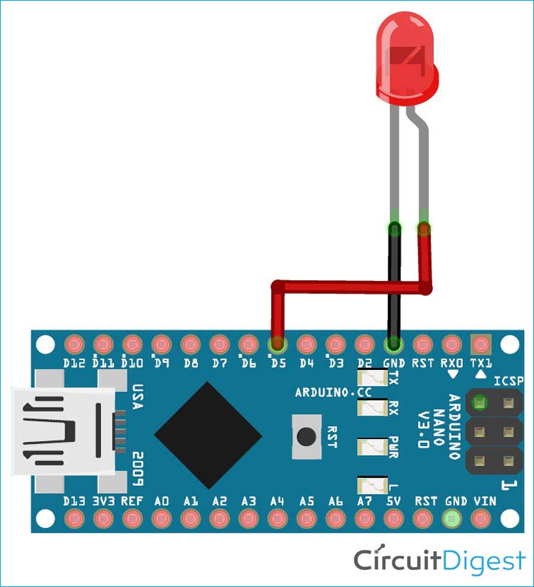 arduino nano pinout led