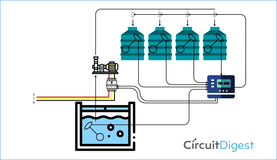 Water Automation System using ATMega328 Circuit Diagram