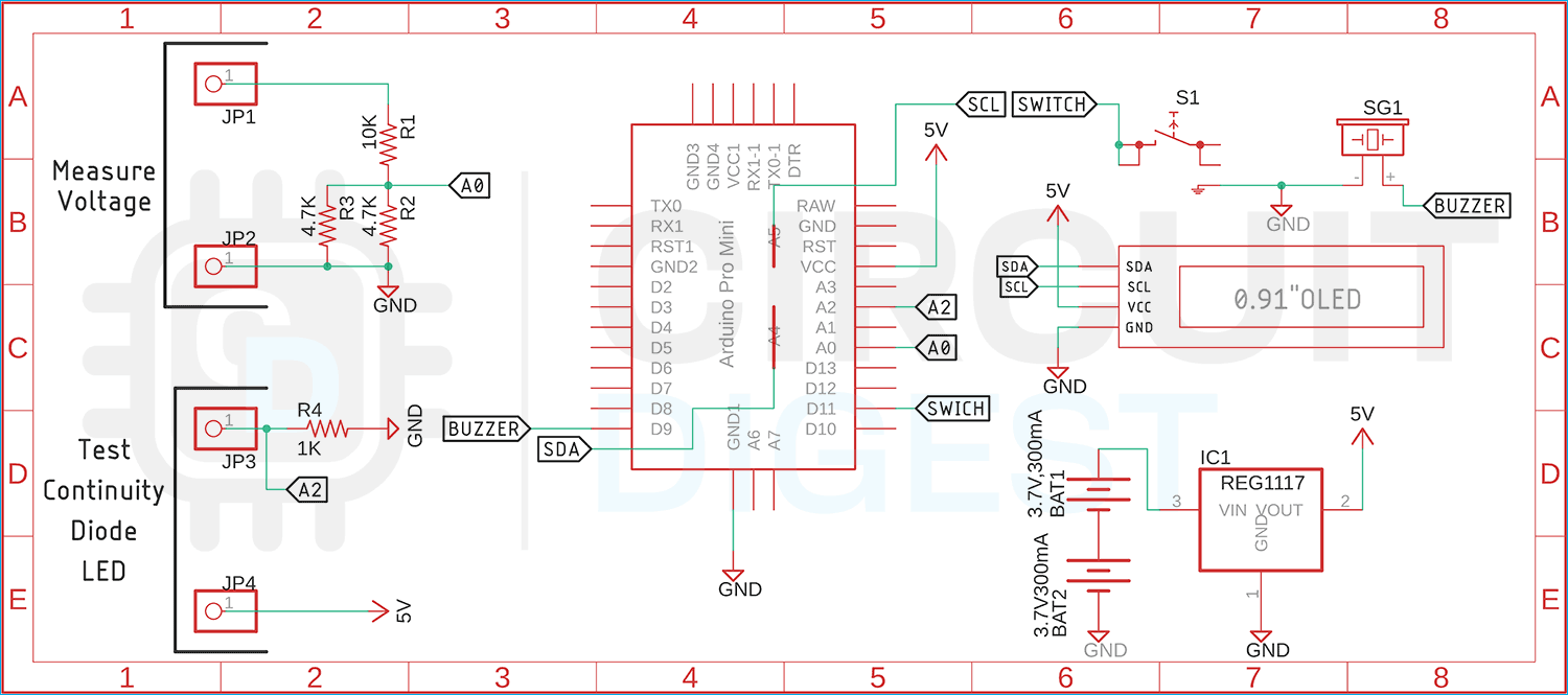 Arduino Multimeter Circuit Diagram