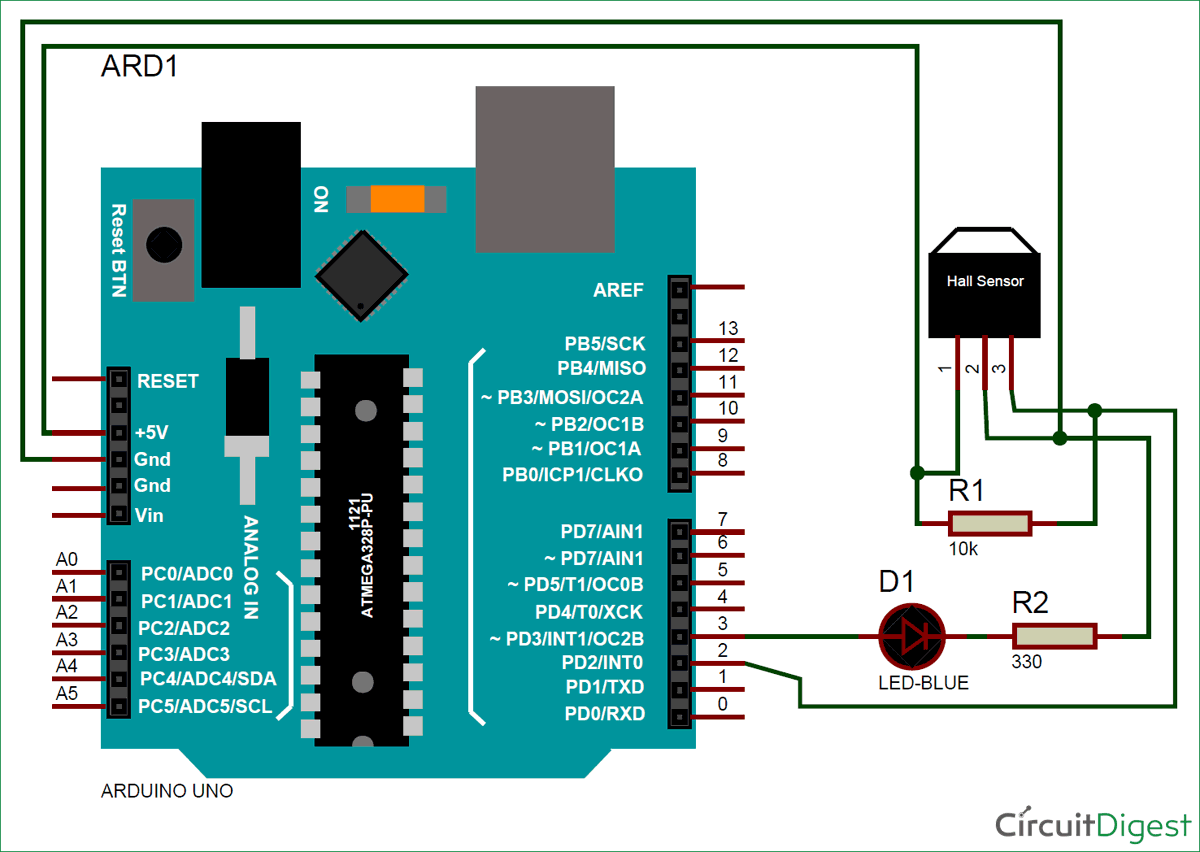 Arduino Hall Effect Sensor Circuit Diagram
