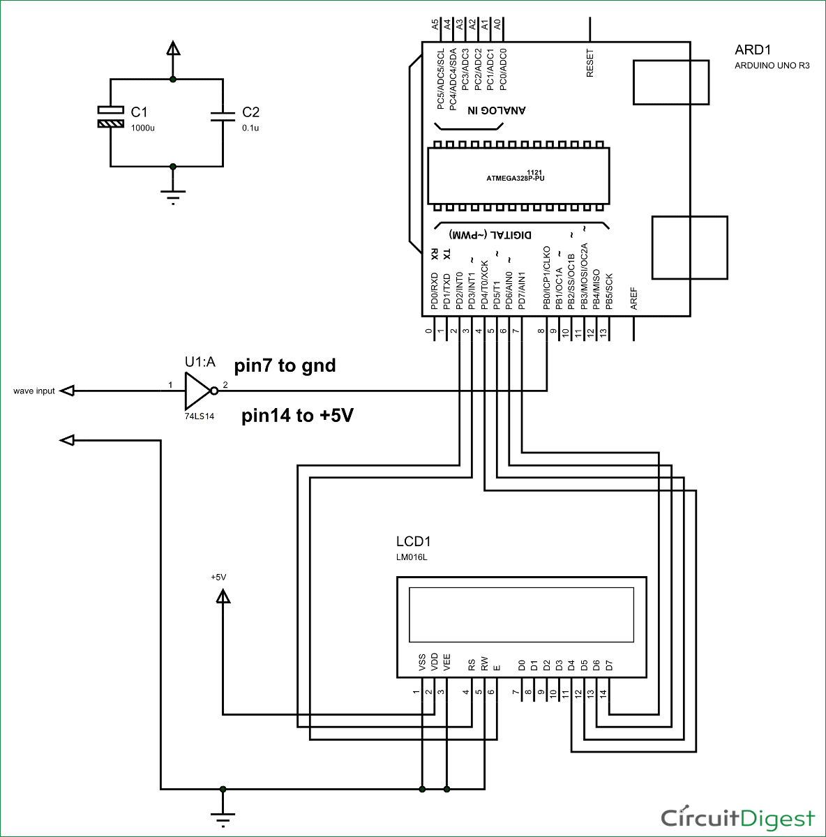 Frequency Counter using Arduino Circuit Diagram