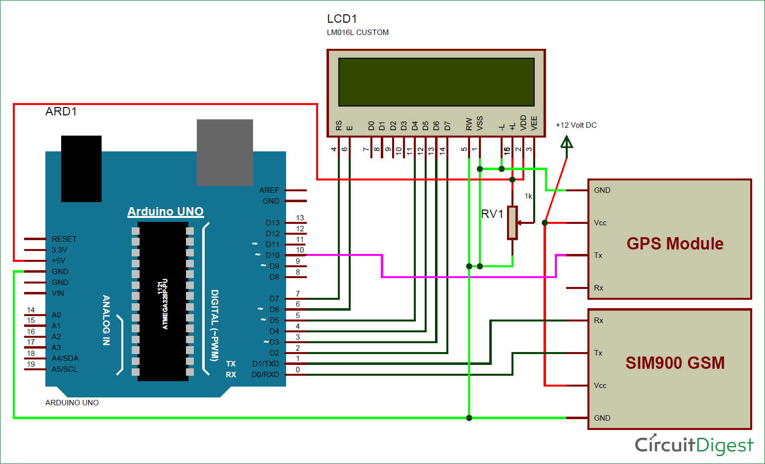 Arduino based Vehicle Tracker using GPS and GSM circuit  