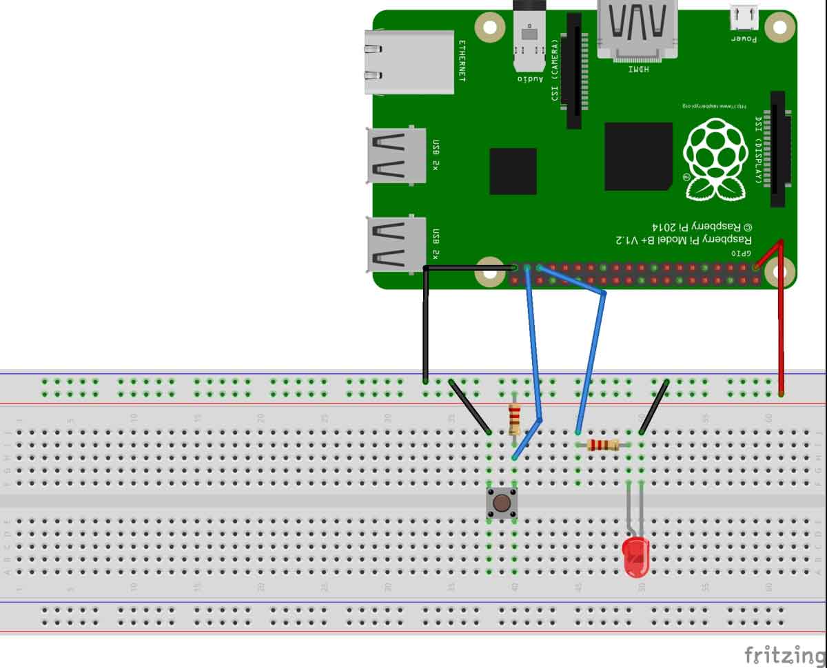 Circuit Diagram, Playing sounds and using buttons with Raspberry Pi