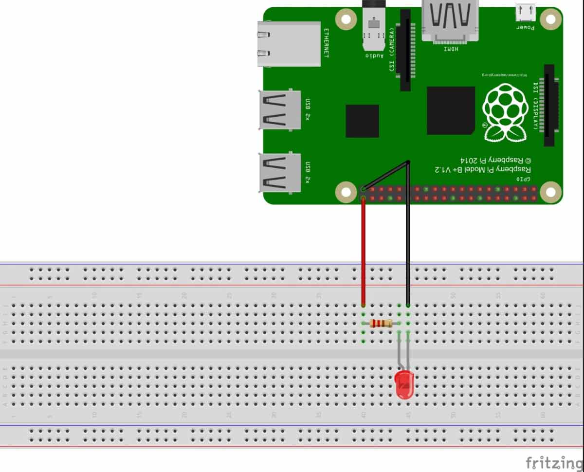 raspberry pi blinking led circuit diagram